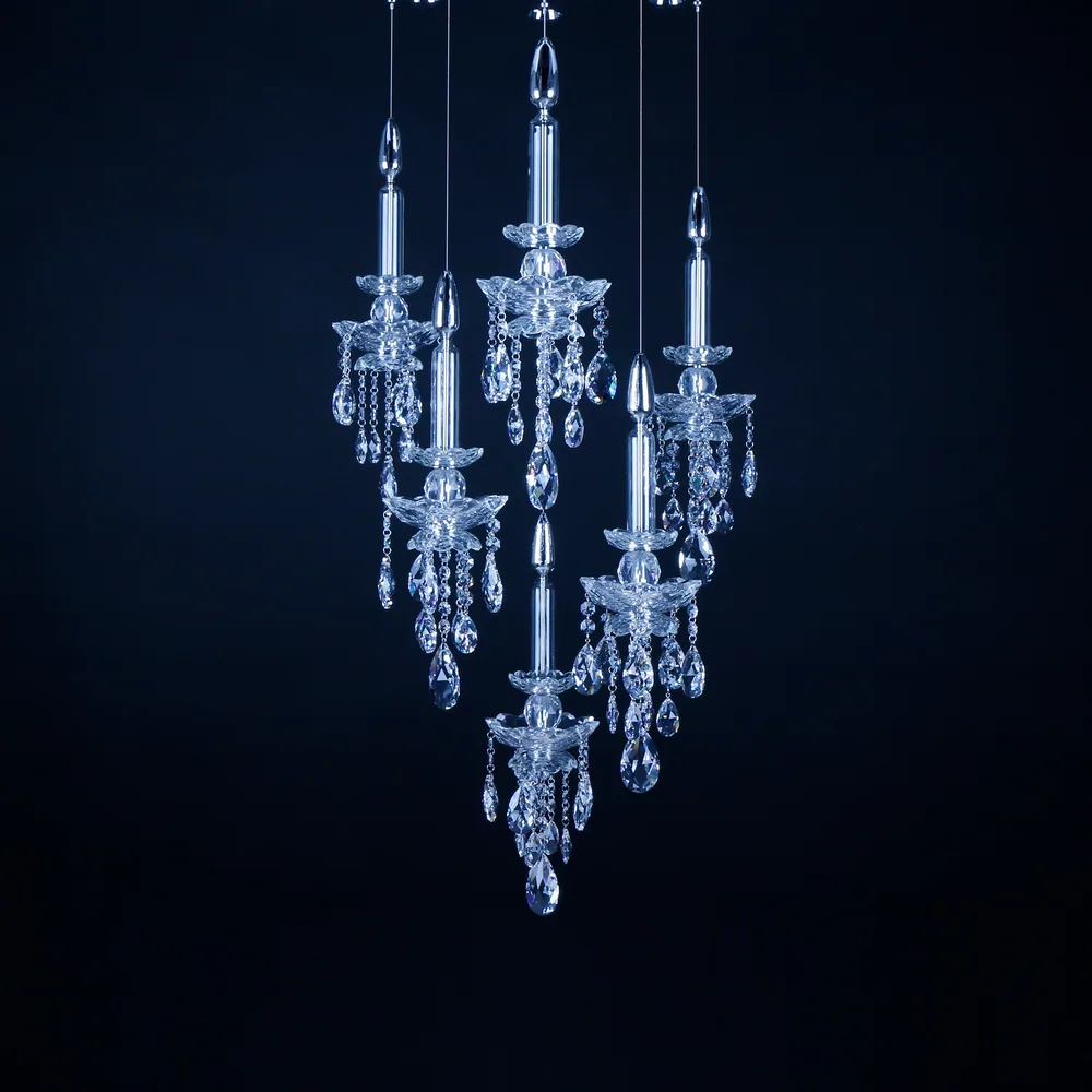 FLOAT SILVER CANDLE 6LIGHT 샹들리에